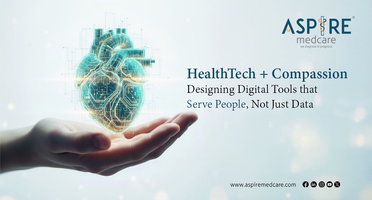 Healthcare professional interacting with a digital interface, symbolizing the fusion of technology and compassionate care.